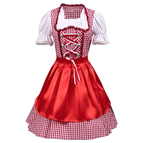 PMUYBHF Gothic-Kleider Übergröße Für Damen 4X Frauen 2PC Kostüm 1PC Kleid + 1PC Schürze Oktoberfest Fat People's Traditionelle Folk Stil Bier Kleid Kostümmasken Für Erwachsene Cosplay (Red, L) PMUYBHF Gothic-Kleider Übergröße Für Damen 4X Frauen 2PC Kostüm 1PC Kleid + 1PC Schürze Oktoberfest Fat People's Traditionelle Folk Stil Bier Kleid Kostümmasken Für Erwachsene Cosplay (Red, L) von PMUYBHF