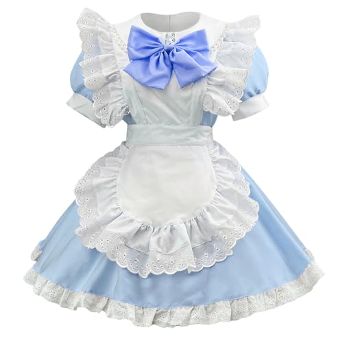 PMUYBHF Gothic-Kleidung Für Herrenhemden Süßes Damenkostüm, Cosplay, Lolita, Halloween, Bierfest, Damenkostüm Frauen Cosplay Kostüme Anime (Blue, XL) von PMUYBHF