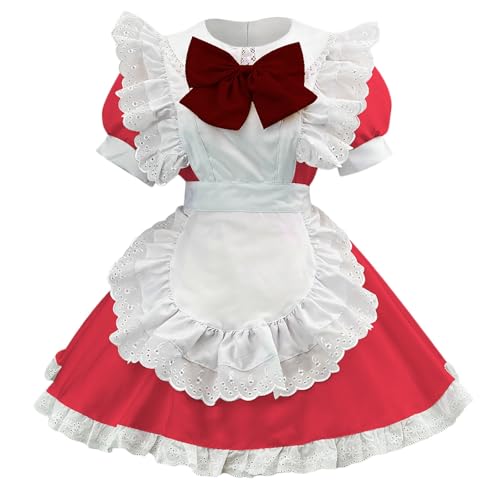 PMUYBHF Gothic-Kleidung Für Herrenhemden Süßes Damenkostüm, Cosplay, Lolita, Halloween, Bierfest, Damenkostüm Frauen Cosplay Kostüme Anime (Watermelon Red, L) von PMUYBHF