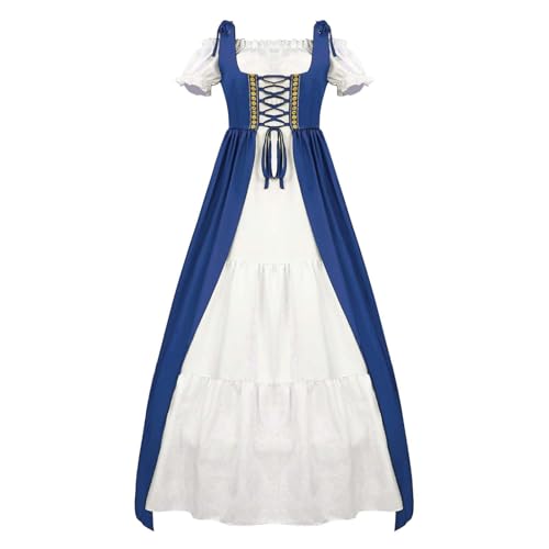 PMUYBHF Jack Frost Hoodie Rise of The Guardians Cosplay Kostüm Mittelalterliches Hof-Cosplay-Kostüm für Damen, langärmliges Kleid mit schulterfreiem Design und fließendem Rock (Blue, XL) von PMUYBHF