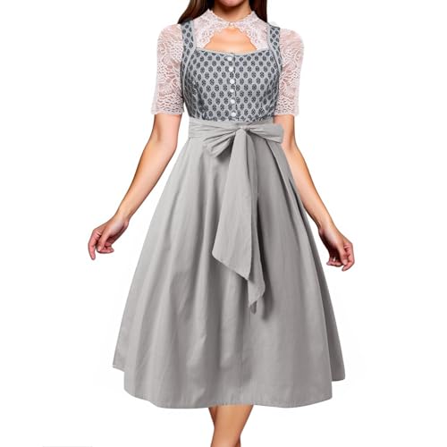 PMUYBHF Katara-Kostüm-Cosplay Cosplay-Kostüme, mittelalterliche Kostüme, festliche Outfits für Bierfeste, elegantes zweiteiliges Set mit Spitzenoberteil, saisonale Kleidung, (Grey, XXL) von PMUYBHF