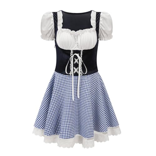PMUYBHF Katze Cosplay Kostüm Kätzchen Schwanz Damen Halloween Kleid Oktoberfest Kurzarm Bier Bühnenauftritt Ochaco Uraraka Cosplay-Kostüm (Blue, M) von PMUYBHF