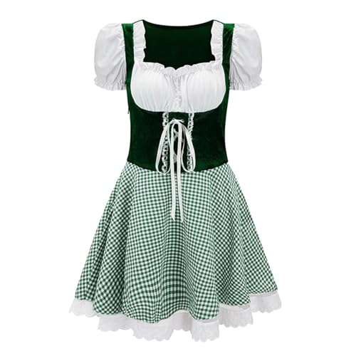 PMUYBHF Katze Cosplay Kostüm Kätzchen Schwanz Damen Halloween Kleid Oktoberfest Kurzarm Bier Bühnenauftritt Ochaco Uraraka Cosplay-Kostüm (Green, XXL) von PMUYBHF