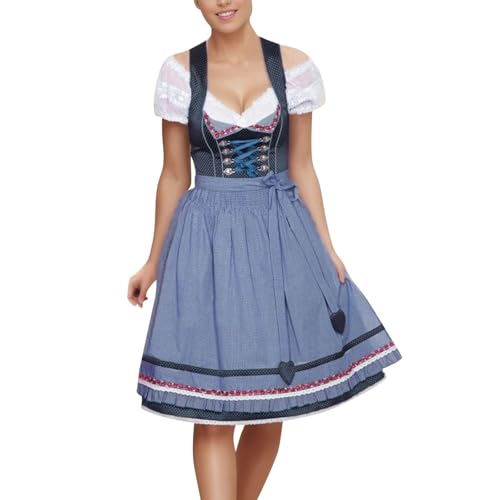PMUYBHF Kirishima-Cosplay-Kostüm Elegantes Kleid im Cosplay-Kostümstil mit Schürze für Halloween-Party, Oktoberfest, Karnevalsfest Yelena Belova Cosplay-Kostüm (Dark Blue, XXL) von PMUYBHF