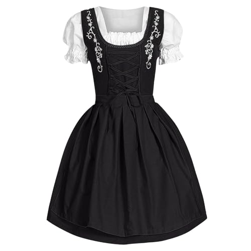 PMUYBHF Link-Cosplay-Kostüm Botw Deutsches Kleid für Damen Übergröße, mit eckigem Ausschnitt, Schürze, Oktoberfest-Biermädchen-Kostüm Kinder Anime Hoodies Pullover Cosplay Kostüm Hoodie (Black, XXXL) von PMUYBHF