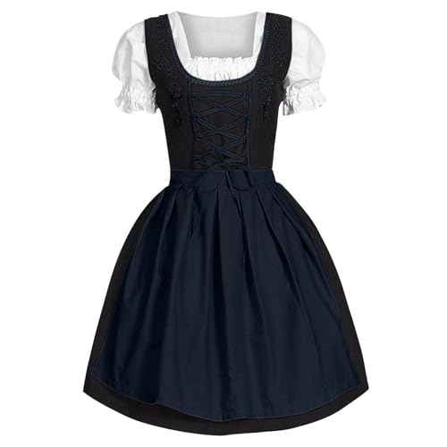 PMUYBHF Link-Cosplay-Kostüm Botw Deutsches Kleid für Damen Übergröße, mit eckigem Ausschnitt, Schürze, Oktoberfest-Biermädchen-Kostüm Kinder Anime Hoodies Pullover Cosplay Kostüm Hoodie (Navy, XXXXL) von PMUYBHF