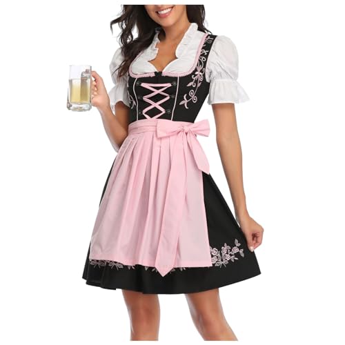 PMUYBHF Mächtiges Mittelalterliches Kleid Damen Oktoberfest Dirndl Kleid Traditionelles Deutsches Bierfest Kostüm Mondritter Kostüm Cosplay (S) von PMUYBHF