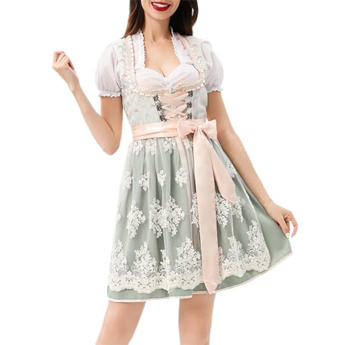 PMUYBHF Mandalorianisches Cosplay-Kostüm Für Erwachsene Oktoberfest-Kleid, Performance-Kostüm, 3-teiliges Set Cosplay Kostüm Frauen (Green, M) von PMUYBHF