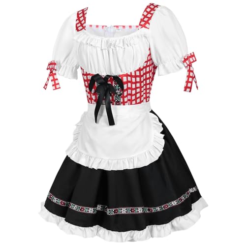 PMUYBHF Mein Held Academia Eri Cosplay Kostüm Oktoberfest-Hosenträger-Set für Damen im bayerischen Stil Tunika Herren Mit Kapuze Robe Top (Red, M) von PMUYBHF
