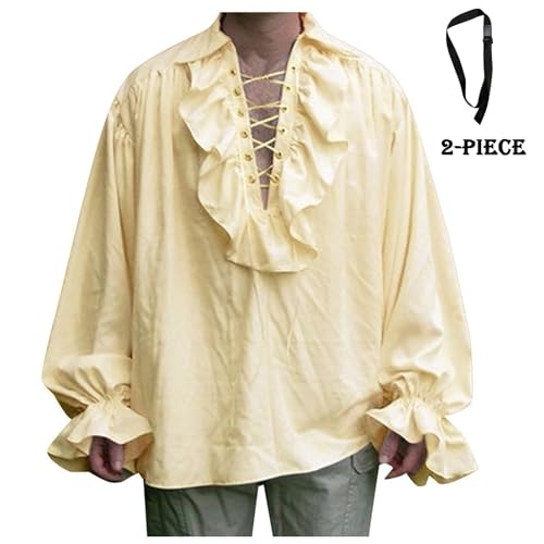 PMUYBHF Mittelalterliche Gegenstände Versteigern Mittelalterliches Vintage-Hemd für Männer mit Bund im Hofstil für Halloween, zweiteiliges Bierfest-Kostümset Himiko-Toga-Cosplay-Kostüm (Beige, L) PMUYBHF Mittelalterliche Gegenstände Versteigern Mittelalterliches Vintage-Hemd für Männer mit Bund im Hofstil für Halloween, zweiteiliges Bierfest-Kostümset Himiko-Toga-Cosplay-Kostüm (Beige, L) von PMUYBHF