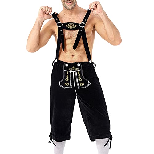 PMUYBHF Mittelalterliche Ritterspielzeugsoldaten 1PC Bühnenkostüm 1PC Latzhose Traditionelle Bier Festival Kleidung Kariertes Hemd Sticken Jotaro Kujo Cosplay-Kostüm (Black, XL) von PMUYBHF