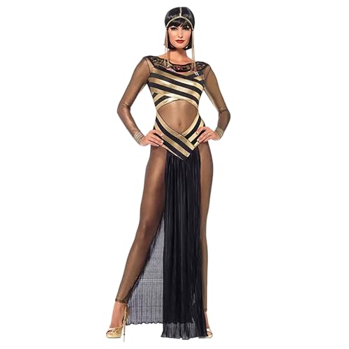 PMUYBHF Mittelalterliche Waffenausbildung Griechisches Kostüm für Erwachsene Damen, Halloween-Kostüm Pelzkostüm Cosplay Ganzkörper Billig (Black, M) von PMUYBHF