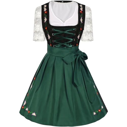 PMUYBHF Mittelalterliches Prinzenkostüm Oktoberfest Kostüme Damen Dirndl Kleider Damen Traditionelle Oktoberfest Kleid Karneval Tanjiro-Cosplay-Kostüm (Green M) von PMUYBHF