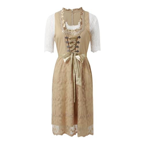 PMUYBHF Pelziges Kostüm Für Erwachsene Cosplay Damen Halloween Oktoberfest Kleid Body Sculpting Bühnenkostüm Mono Kleine Alpträume (Beige, XXXXXL) von PMUYBHF