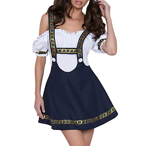 PMUYBHF Pidge-Cosplay-Kostüm Frauen 2PC Kostüm 1PC Top + Gürtel Rock Oktoberfest Halfter Kleid Outfit Bier J Festival Bühnenkostüme Mikan Tsumiki Cosplay (Navy, XL) von PMUYBHF