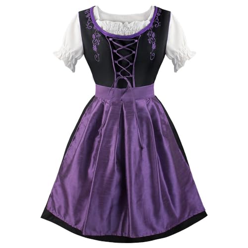 PMUYBHF Schicksal 2 Cosplay Kostüme Oktoberfestkleid mit quadratischem Ausschnitt und Schürze Kinder Feuerwehrmann (Purple, XS) von PMUYBHF