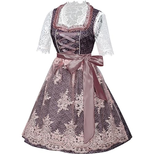PMUYBHF Todoroki Cosplay Heldenkostüm Elegantes Cosplay-Kostüm mit Spitzen-Blumendruck, Kleid für Damen, Sommerparty, Bierfest-Outfit Schürze und Stiefeln Kostüme Frauen Günstig (XL) von PMUYBHF