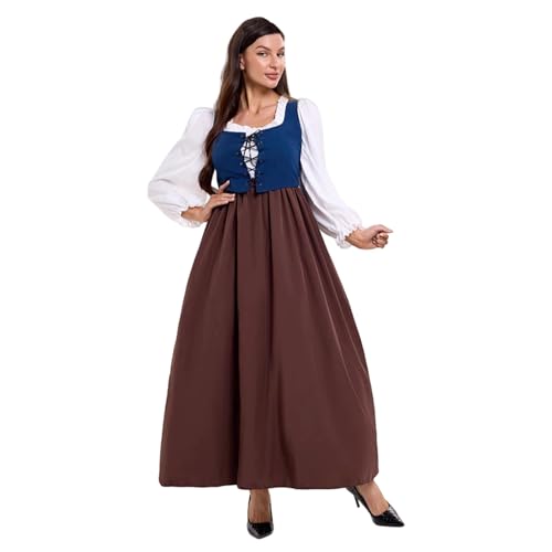 PMUYBHF Tunika Kostüm Herren Mit Kapuze Robe Cosplay Top Mittelalterliches Cosplay-Kostüm für Damen, elegantes Hofkleid, Korsett, Weste Rock-Set die Katara-Kostüm-Cosplay (Coffee, S) von PMUYBHF