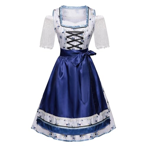 PMUYBHF Uchiha-Itachi-Cosplay-Kostüm Damen 3-teiliges Trachtenkleid Schürze Bluse Midi Oktoberfest Verkleidung Bayerisches Karnevalskostüm Deku Cosplay Kinderkostüm (Blue, XXL) von PMUYBHF