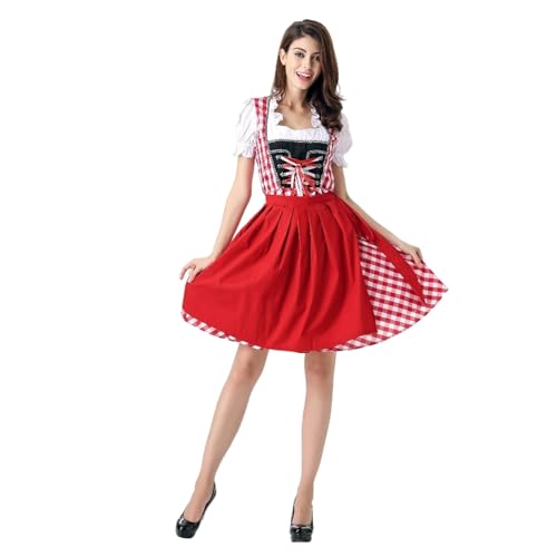 PMUYBHF Wish Costume Shop Zwanghafter Spieler Anime Yumeko Jabami Cosplay Elegantes Cosplay-Kostüm, Gothic-Lolita-Kleid mit kariertem Rock für Rollenspiele, Anime-Convention, Katze Frauen (Red, L) von PMUYBHF