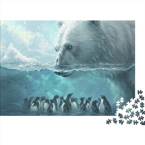Eisbär 1000 Teile Puzzle Geeignet Für Erwachsene Eisbär Spielzeugpuzzle Aus Holz Geschenk 1000pcs (75x50cm) von PMVCFRXA