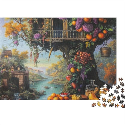 Haus mit Obstbäumen Puzzle 500 Teile Erwachsene Puzzle Haus mit Obstbäumen Holzspielzeug Lernspielzeug 500pcs (52x38cm) von PMVCFRXA