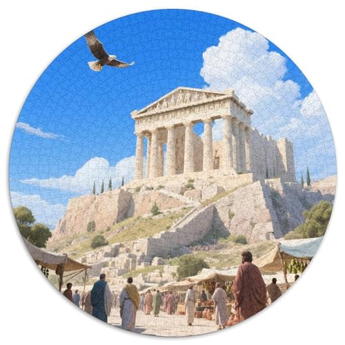Athen Acropolis 1000 Teile Puzzle RundPuzzle Druck Schwieriges Unmögliches Puzzle Puzzle Stressfreisetzung Spielzeug Erwachsene Puzzles-Geschenk 1000pcs (67.5x67.5cm) von PNSDUESA