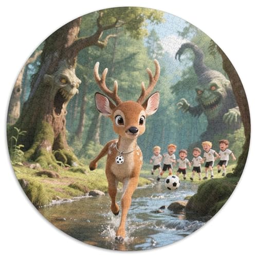 Deer（1） 1000 Teile Puzzle Deer Cute RundPuzzle Puzzle Made in Europe PädagogischesStressabbau-Spielzeug Für Erwachsene Kinder Erwachsene Wand Dekoration 1000pcs (67.5x67.5cm) von PNSDUESA