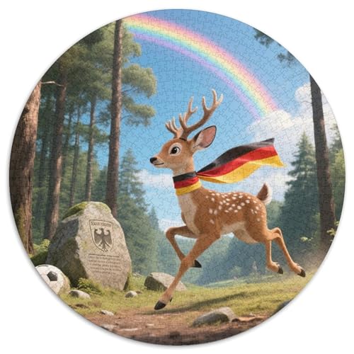 Deer（2） 1000 Teile Puzzle Deer Cute RundPuzzle Puzzle Made in Europe DIY Geeignet Ab 12 Jahren Wand Dekoration 1000pcs (67.5x67.5cm) von PNSDUESA