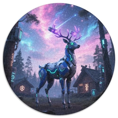 Deer（4） 1000 Teile Puzzle Deer Science Fiction RundPuzzle Druck Schwieriges Unmögliches Puzzle DIY Erwachsene Wand Dekoration 1000pcs (67.5x67.5cm) von PNSDUESA