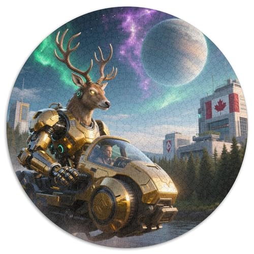 Deer（5） 1000 Teile Puzzle Deer Science Fiction RundPuzzle Schwieriges Großes Puzzle Puzzle Stressfreisetzung Spielzeug Erwachsene Puzzles-Geschenk 1000pcs (67.5x67.5cm) von PNSDUESA