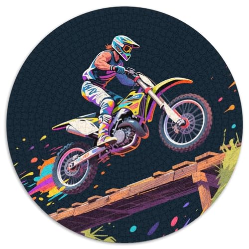 Dirt Bike 1000 Teile Puzzle Dirt Bike RundPuzzle Druck Schwieriges Unmögliches Puzzle DIY Erwachsene Puzzles-Geschenk 1000pcs (67.5x67.5cm) von PNSDUESA