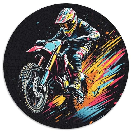 Dirt Bike 1000 Teile Puzzle Dirt Bike RundPuzzle Druck Schwieriges Unmögliches Puzzle DIY Für Erwachsene Und Kinder Puzzles-Geschenk 1000pcs (67.5x67.5cm) von PNSDUESA