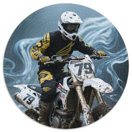 Dirt Bike 1000 Teile Puzzle Dirt Bike RundPuzzle Druck Schwieriges Unmögliches Puzzle DIY Für Erwachsene Und Kinder Puzzles-Geschenk 1000pcs (67.5x67.5cm) von PNSDUESA
