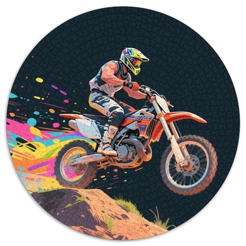 Dirt Bike 1000 Teile Puzzle Dirt Bike RundPuzzle Druck Schwieriges Unmögliches Puzzle DIY Geeignet Ab 12 Jahren Puzzles-Geschenk 1000pcs (67.5x67.5cm) von PNSDUESA