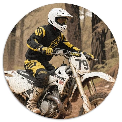 Dirt Bike 1000 Teile Puzzle Dirt Bike RundPuzzle Druck Schwieriges Unmögliches Puzzle DIY Geeignet Ab 12 Jahren Wand Dekoration 1000pcs (67.5x67.5cm) von PNSDUESA