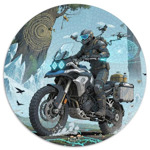 Dirt Bike 1000 Teile Puzzle Dirt Bike RundPuzzle Druck Schwieriges Unmögliches Puzzle DIY Geeignet Ab 12 Jahren Wand Dekoration 1000pcs (67.5x67.5cm) von PNSDUESA
