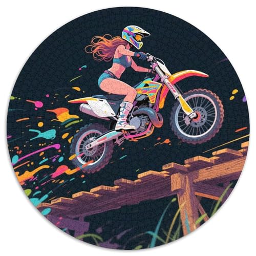 Dirt Bike 1000 Teile Puzzle Dirt Bike RundPuzzle Puzzle Made in Europe PädagogischesStressabbau-Spielzeug Für Erwachsene Kinder Erwachsene Puzzles-Geschenk 1000pcs (67.5x67.5cm) von PNSDUESA