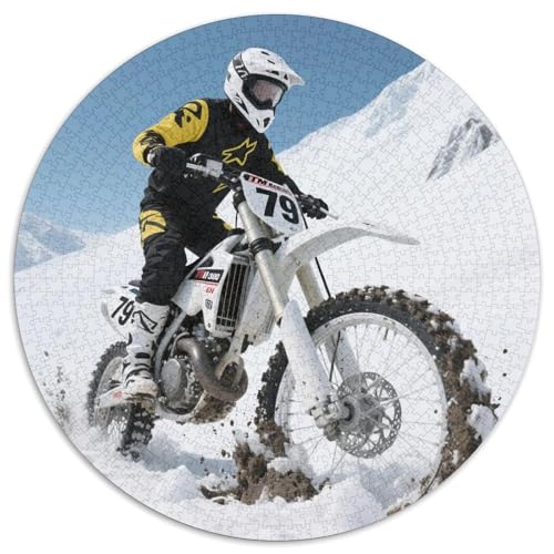 Dirt Bike 1000 Teile Puzzle Dirt Bike RundPuzzle Puzzle Made in Europe PädagogischesStressabbau-Spielzeug Für Erwachsene Kinder Erwachsene Wand Dekoration 1000pcs (67.5x67.5cm) von PNSDUESA