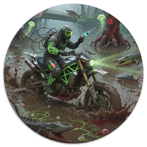 Dirt Bike 1000 Teile Puzzle Dirt Bike RundPuzzle Puzzle Made in Europe PädagogischesStressabbau-Spielzeug Für Erwachsene Kinder Geeignet Ab 12 Jahren Wand Dekoration 1000pcs (67.5x67.5cm) von PNSDUESA