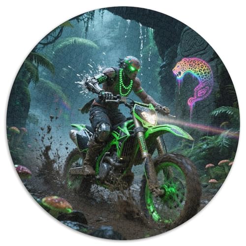 Dirt Bike 1000 Teile Puzzle Dirt Bike RundPuzzle Puzzle Made in Europe PädagogischesStressabbau-Spielzeug Für Erwachsene Kinder Geeignet Ab 12 Jahren Wand Dekoration 1000pcs (67.5x67.5cm) von PNSDUESA