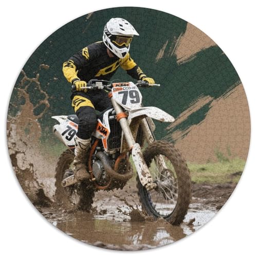 Dirt Bike 1000 Teile Puzzle Dirt Bike RundPuzzle Schwieriges Großes Puzzle DIY Geeignet Ab 12 Jahren Wand Dekoration 1000pcs (67.5x67.5cm) von PNSDUESA