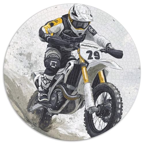 Dirt Bike 1000 Teile Puzzle Dirt Bike RundPuzzle Schwieriges Großes Puzzle PädagogischesStressabbau-Spielzeug Für Erwachsene Kinder Für Erwachsene Und Kinder Puzzles-Geschenk 1000pcs (67.5x67.5cm) von PNSDUESA