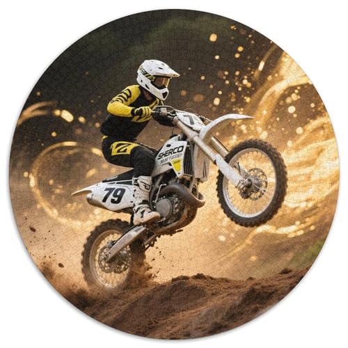 Dirt Bike 1000 Teile Puzzle Dirt Bike RundPuzzle Schwieriges Großes Puzzle Puzzle Stressfreisetzung Spielzeug Für Erwachsene Und Kinder Wand Dekoration 1000pcs (67.5x67.5cm) von PNSDUESA