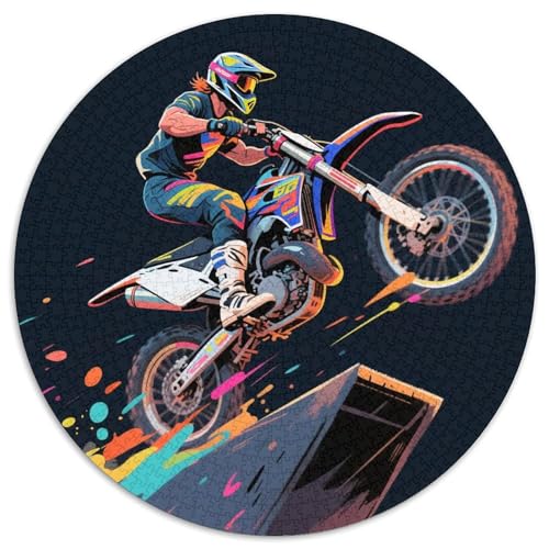 Dirt Bike 1000 Teile Puzzle Dirt Bike RundPuzzle Schwieriges Großes Puzzle Puzzle Stressfreisetzung Spielzeug Geeignet Ab 12 Jahren Puzzles-Geschenk 1000pcs (67.5x67.5cm) von PNSDUESA