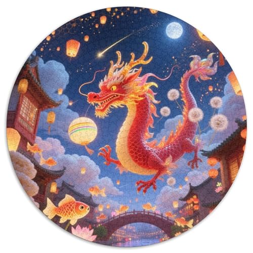 Dragon 1000 Teile Puzzle Drachen RundPuzzle Schwieriges Großes Puzzle DIY Geeignet Ab 12 Jahren Wand Dekoration 1000pcs (67.5x67.5cm) von PNSDUESA