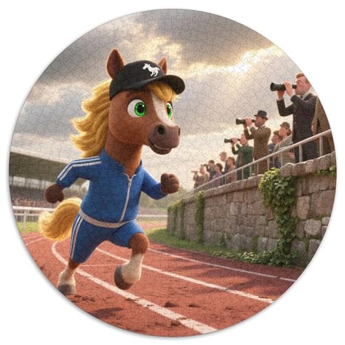 Horse（2） 1000 Teile Puzzle Horse Lovely RundPuzzle Druck Schwieriges Unmögliches Puzzle DIY Geeignet Ab 12 Jahren Puzzles-Geschenk 1000pcs (67.5x67.5cm) von PNSDUESA