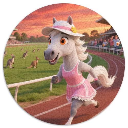 Horse（3 1000 Teile Puzzle Horse Lovely RundPuzzle Puzzle Made in Europe PädagogischesStressabbau-Spielzeug Für Erwachsene Kinder Erwachsene Puzzles-Geschenk 1000pcs (67.5x67.5cm) von PNSDUESA