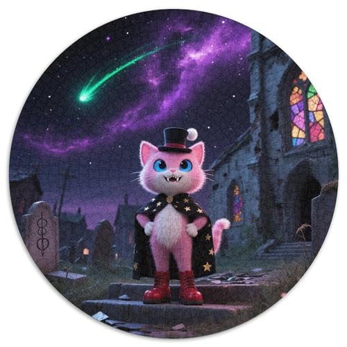 Katzen 1000 Teile Puzzle Katzen Magic RundPuzzle Druck Schwieriges Unmögliches Puzzle Puzzle Stressfreisetzung Spielzeug Geeignet Ab 12 Jahren Puzzles-Geschenk 1000pcs (67.5x67.5cm) von PNSDUESA