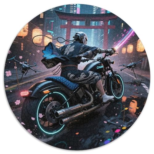 Kreuzer 1000 Teile Puzzle Vintage Motorrad RundPuzzle Schwieriges Großes Puzzle DIY Für Erwachsene Und Kinder Wand Dekoration 1000pcs (67.5x67.5cm) von PNSDUESA